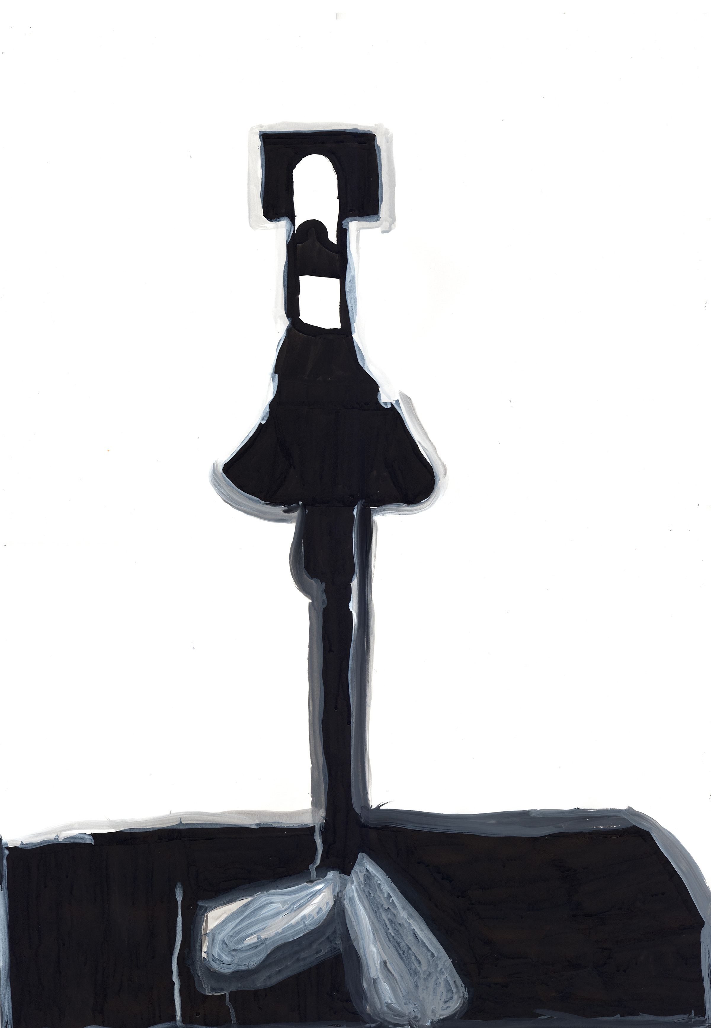 Ntiense Eno-Amooquaye, Microphone and Stand, 2018, Ink on paper (Ntiense Eno-Amooquaye 0)