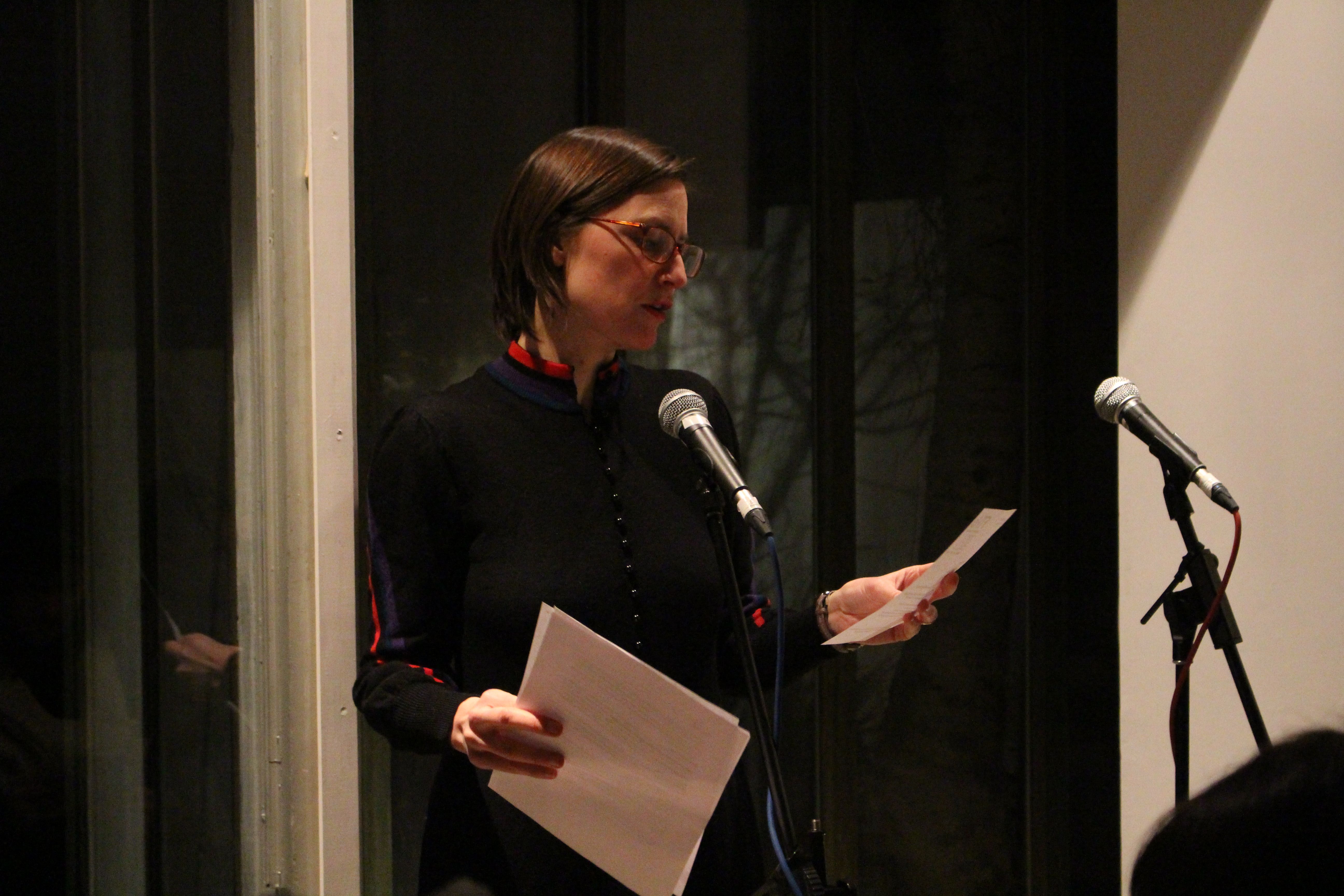 Lucy Reynolds reading Dear John Photo: Diego Ferrari (Cold Spell 4)