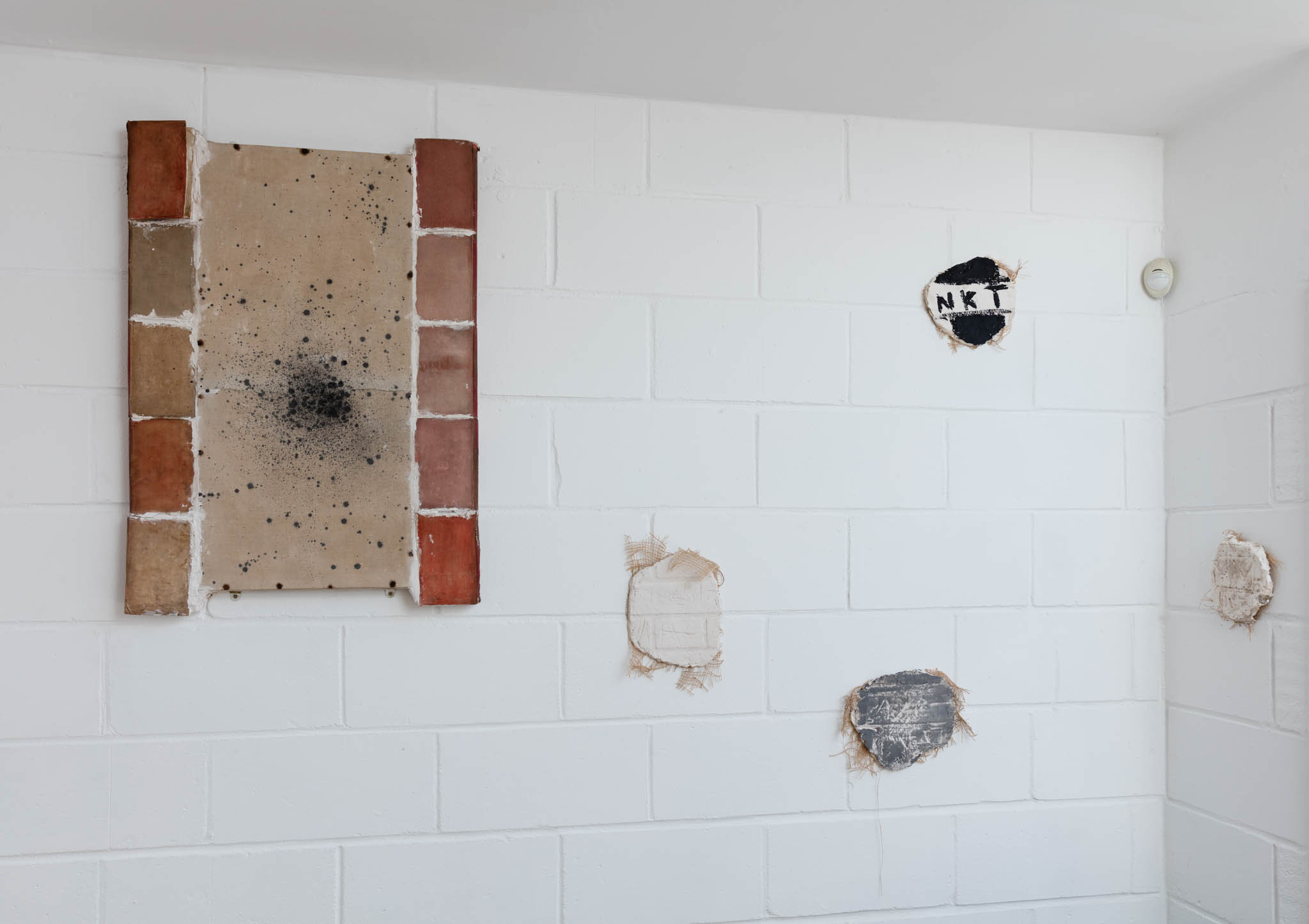 John Latham, 'History', Date unknown;  Julika Gittner, Casts, plaster, household paint, various sizes, 2015 (The Shift 14)