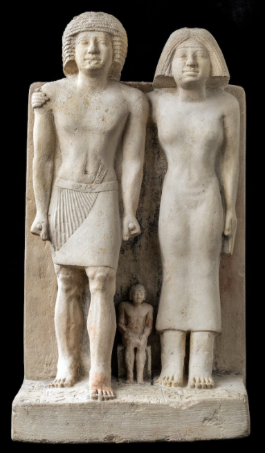 Egyptian art, Family Group, Old Kingdom, Dynasty IV, (2640-2520 BC)  (Time and Eternal Life 3)